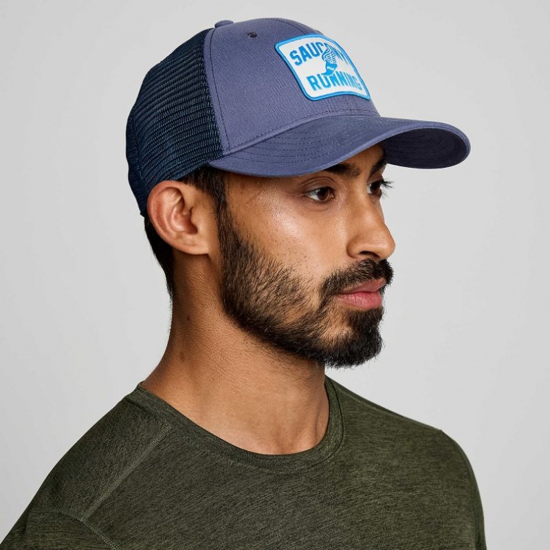 Saucony Adjustable Snap Back Men\'s Trucker Hats Blue | CANADA DLYCTVP