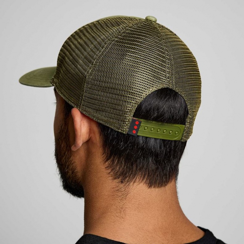 Saucony Adjustable Snap Back Men's Trucker Hats Olive | CANADA CAVJFPM