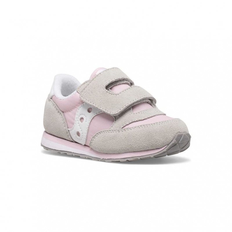 Saucony Baby Jazz Hook & Loop Little Kids' Sneakers Grey / Pink | CANADA YNMRZFV