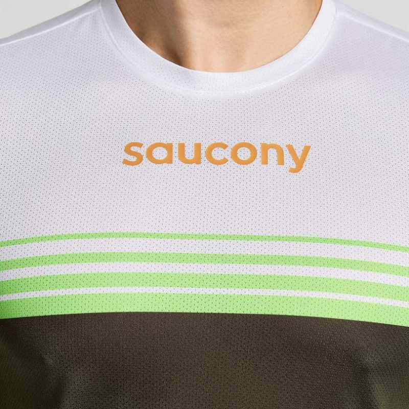 Saucony Elite Long Sleeve Men's T-Shirt White / Black | CANADA PCUGBHV