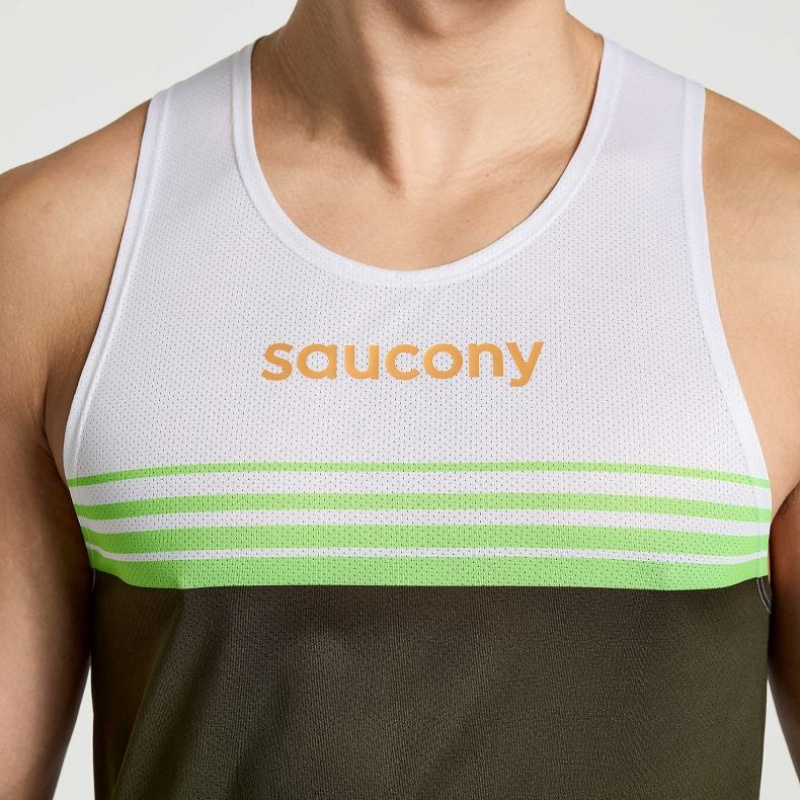 Saucony Elite Men's Singlet White / Black | CANADA NBMYVHE