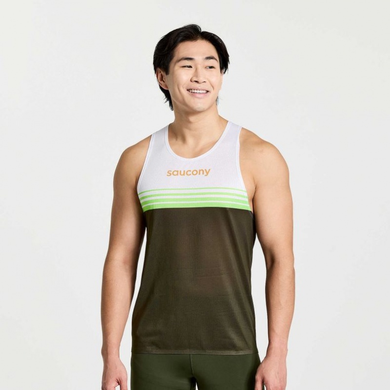 Saucony Elite Men\'s Singlet White / Black | CANADA NBMYVHE