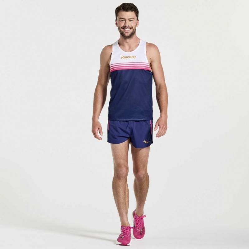 Saucony Elite Men's Singlet White / Navy | CANADA LXQRYFJ