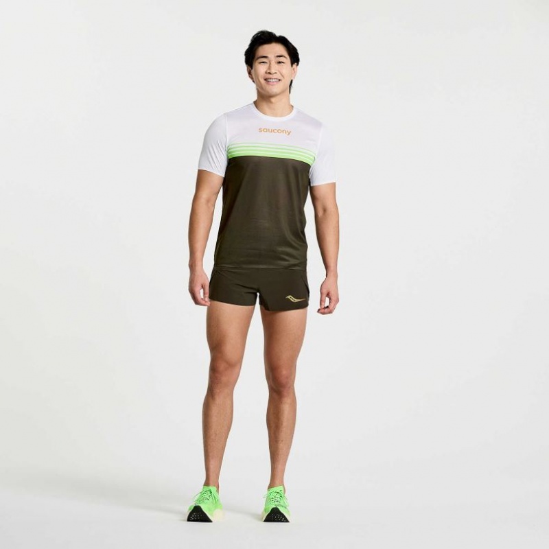 Saucony Elite Short Sleeve Men's T-Shirt White / Black | CANADA PDKRGBC