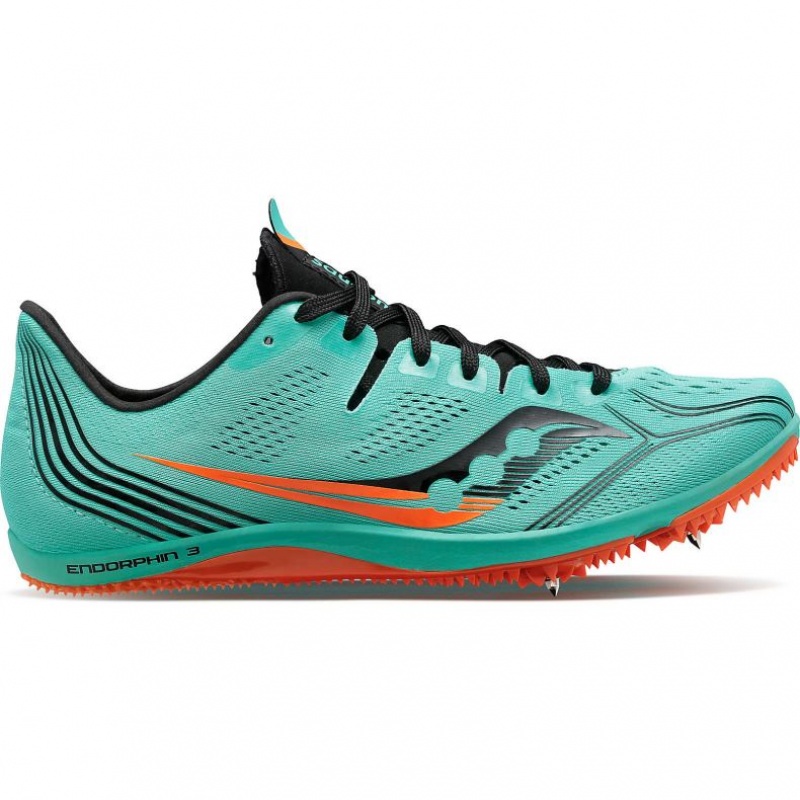 Saucony Endorphin 3 Men\'s Spikes Turquoise | CANADA OMUEQZD