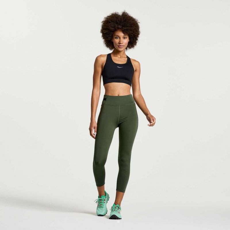 Saucony Explorer Utility Crop Women's Tight Dark Green | CANADA TYOVQFJ