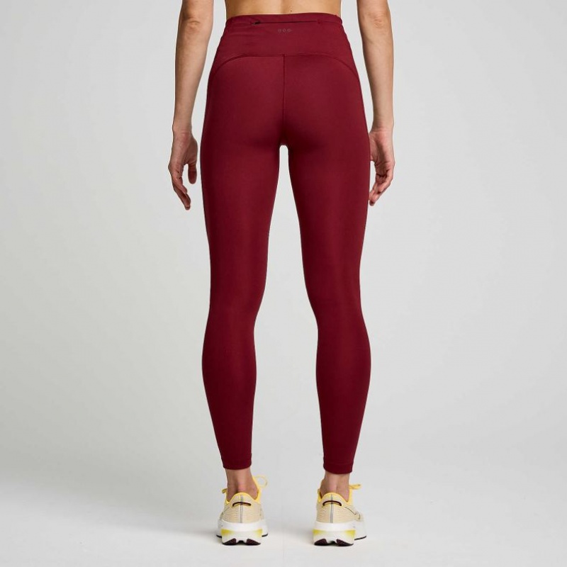 Saucony Fortify 7/8 Women's Tight Burgundy | CANADA LEPJCQS