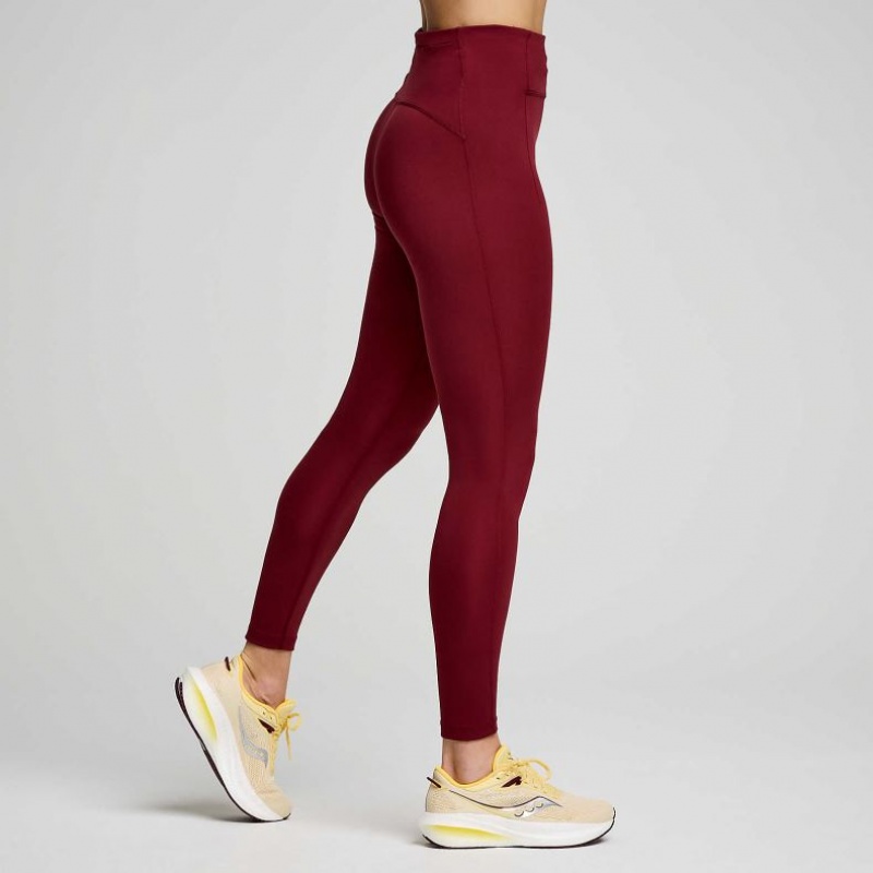 Saucony Fortify 7/8 Women's Tight Burgundy | CANADA LEPJCQS