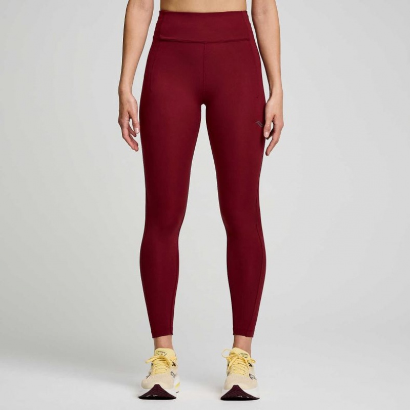 Saucony Fortify 7/8 Women\'s Tight Burgundy | CANADA LEPJCQS