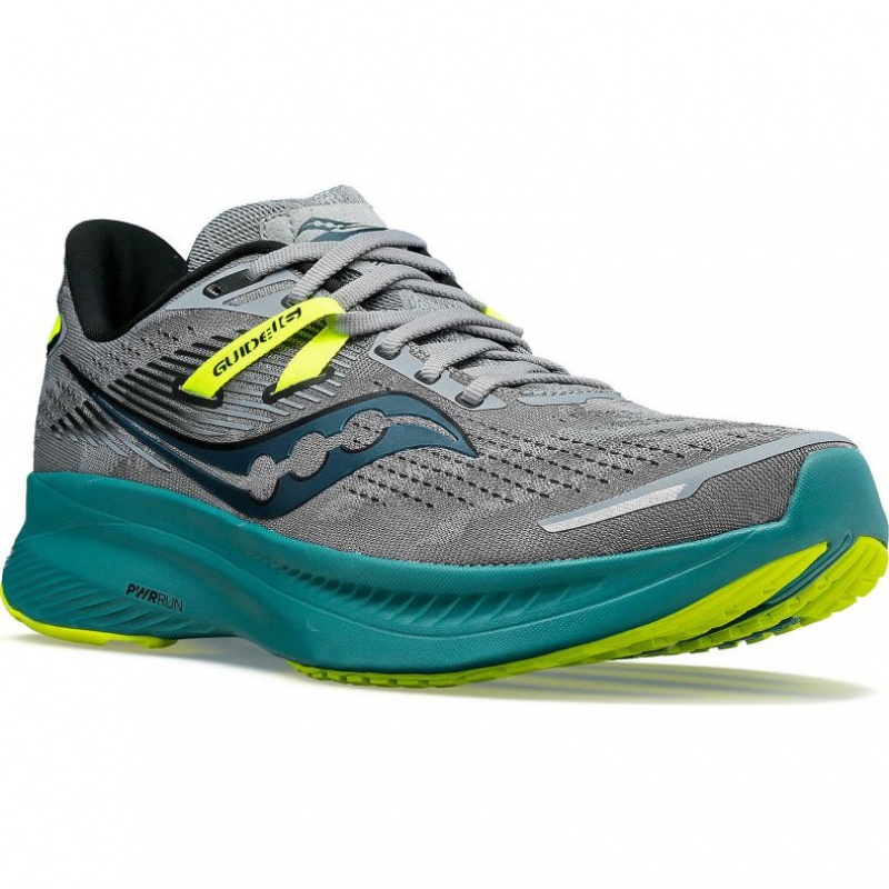 Saucony Guide 16 Men's Running Shoes Grey / Turquoise | CANADA TOXKFEP