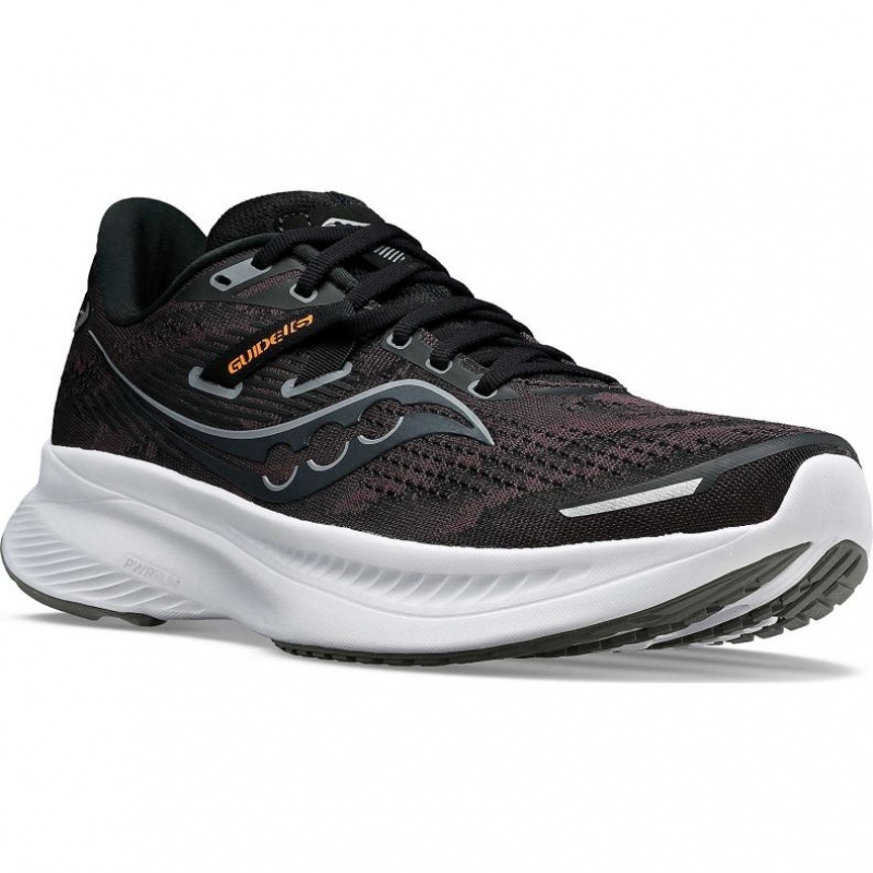 Saucony Guide 16 Women's Wide Running Shoes Black / White | CANADA XOTIKEJ