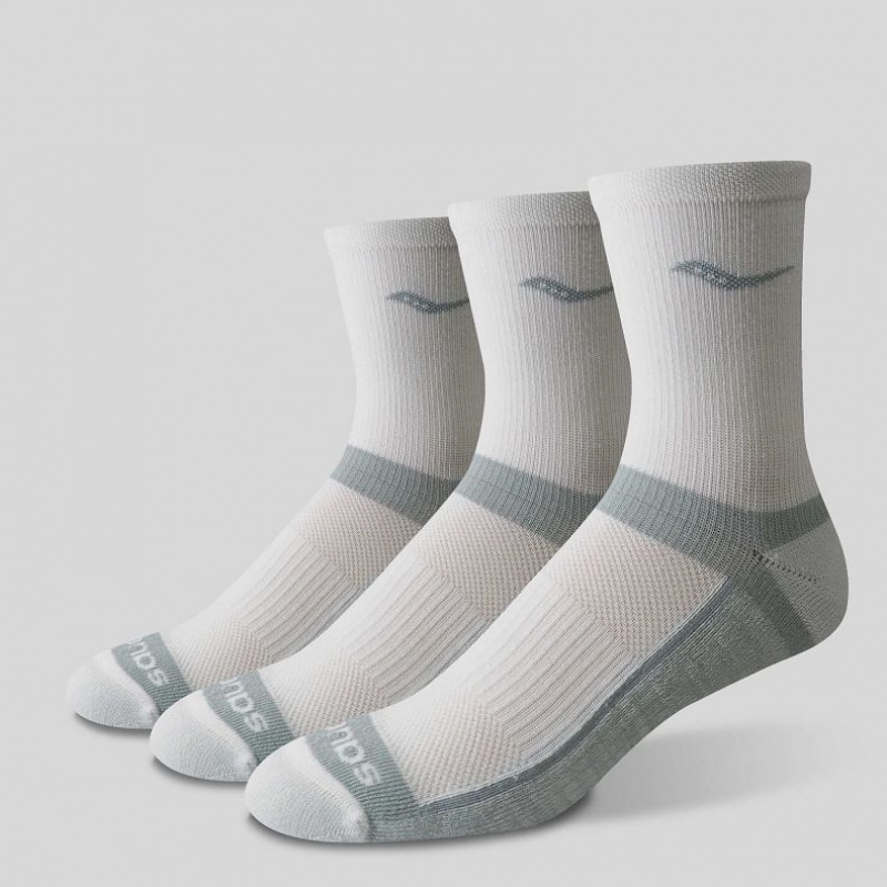 Saucony Inferno Cushion Mid 3-Pack Men's Socks White | CANADA BJXKMVO