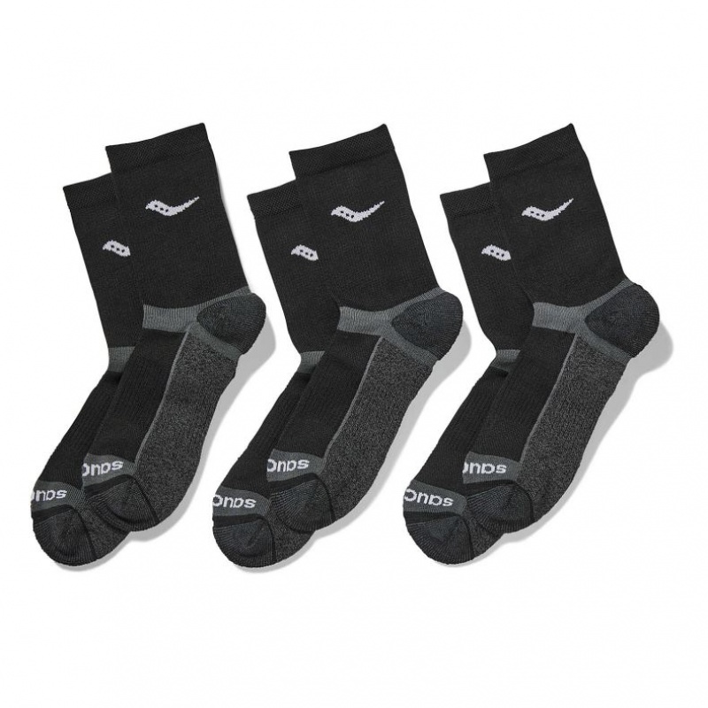 Saucony Inferno Cushion Mid 3-Pack Men\'s Socks Black | CANADA UKXIDBC