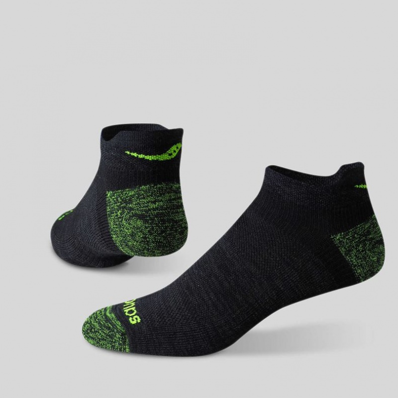 Saucony Inferno No Show Tab 3-Pack Men's Socks Black / Green | CANADA KOEGHFR