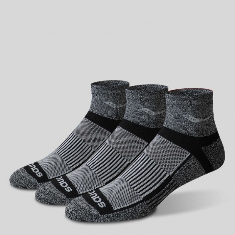 Saucony Inferno Quarter 3-Pack Men's Socks Grey | CANADA YVXILBP