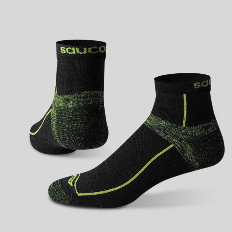 Saucony Inferno Quarter 3-Pack Women's Socks Green / Black | CANADA TIWCFPV