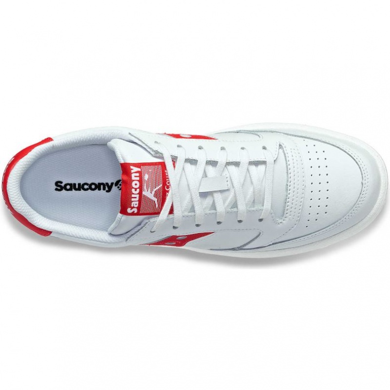 Saucony Jazz Court PU Women's Sneakers White / Red | CANADA ENIYFZL