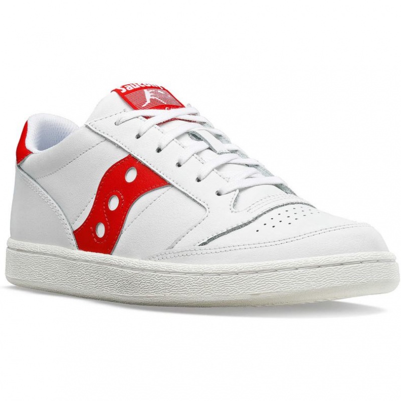 Saucony Jazz Court PU Women's Sneakers White / Red | CANADA ENIYFZL