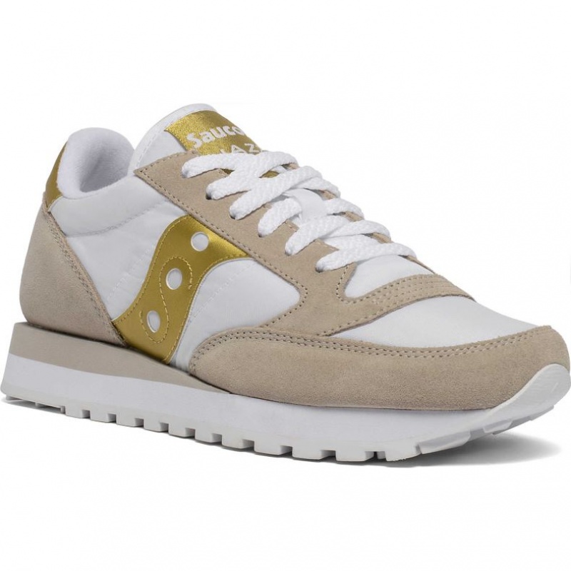 Saucony Jazz Original Women's Sneakers White / Beige / Gold | CANADA ZEHDOVA