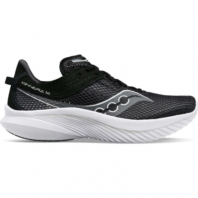 Saucony Kinvara 14 Women\'s Running Shoes Black / White | CANADA FSOMRJC