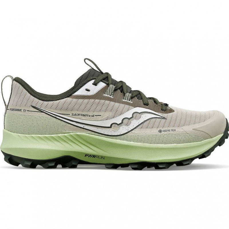 Saucony Peregrine 13 GTX Men\'s Running Shoes Grey / Mint | CANADA GDWMCJS