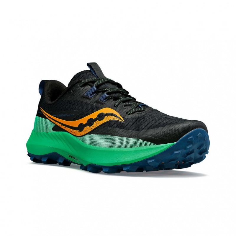 Saucony Peregrine 13 Men's Trail Running Shoes Black / Green | CANADA SRVNTMU