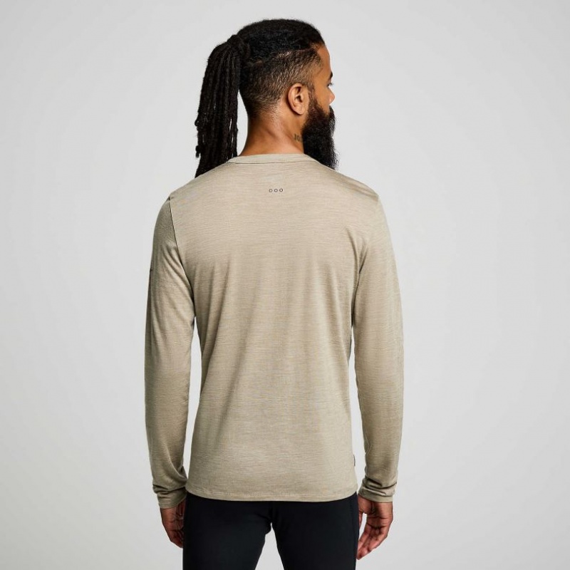 Saucony Peregrine Merino Long Sleeve Men's T-Shirt Olive | CANADA YXNAPKD