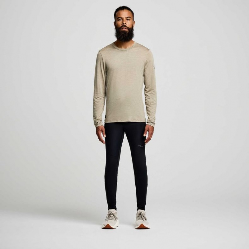 Saucony Peregrine Merino Long Sleeve Men's T-Shirt Olive | CANADA YXNAPKD