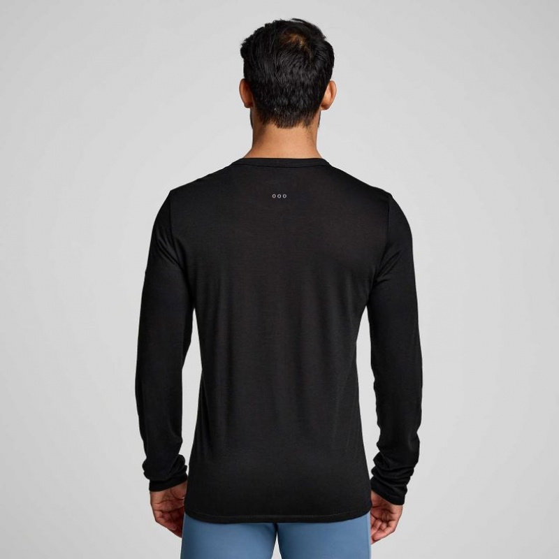 Saucony Peregrine Merino Long Sleeve Men's T-Shirt Black | CANADA BRQIZMJ