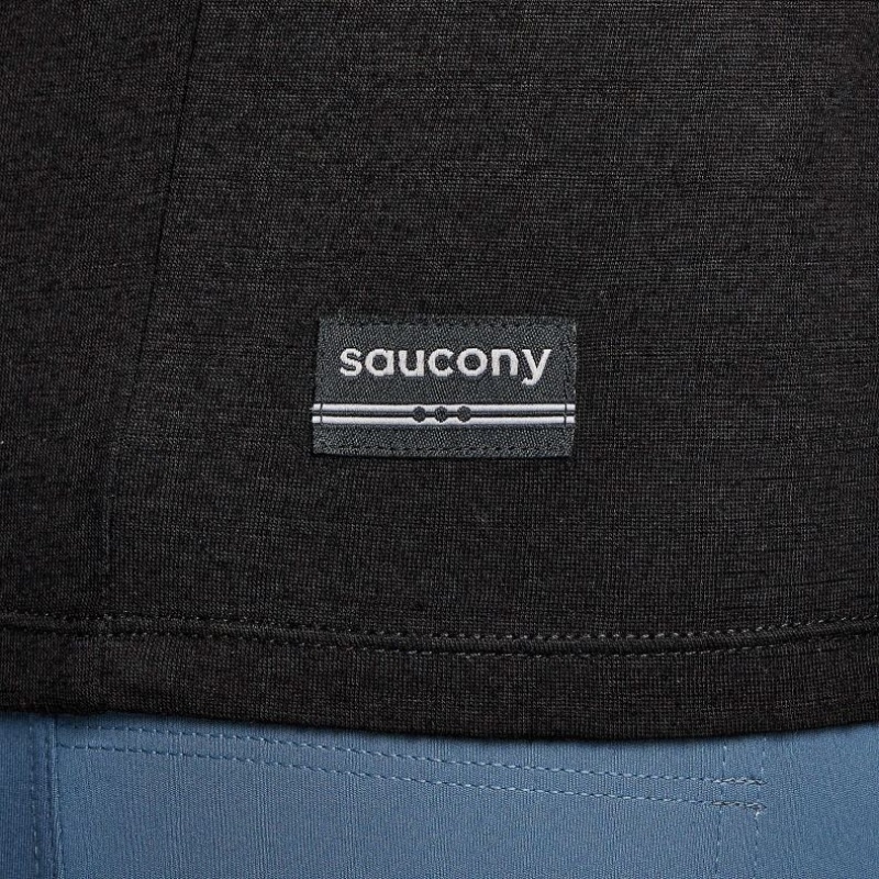 Saucony Peregrine Merino Long Sleeve Men's T-Shirt Black | CANADA BRQIZMJ