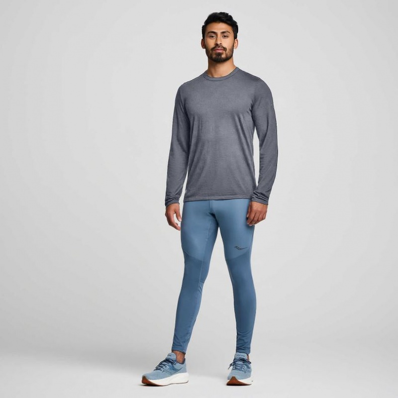 Saucony Peregrine Merino Long Sleeve Men's T-Shirt Grey | CANADA FJWOPSX