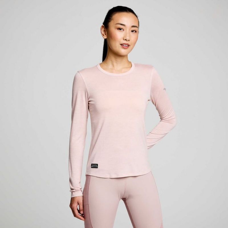 Saucony Peregrine Merino Long Sleeve Women\'s T-Shirt Pink | CANADA ESOCFGK