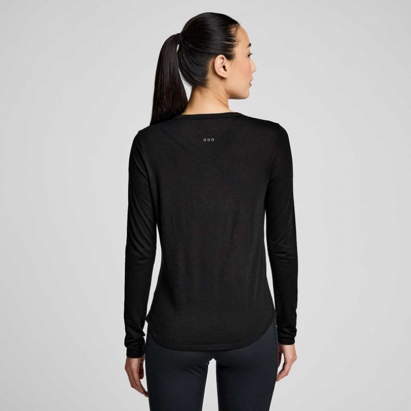 Saucony Peregrine Merino Long Sleeve Women's T-Shirt Black | CANADA IDNOJQH