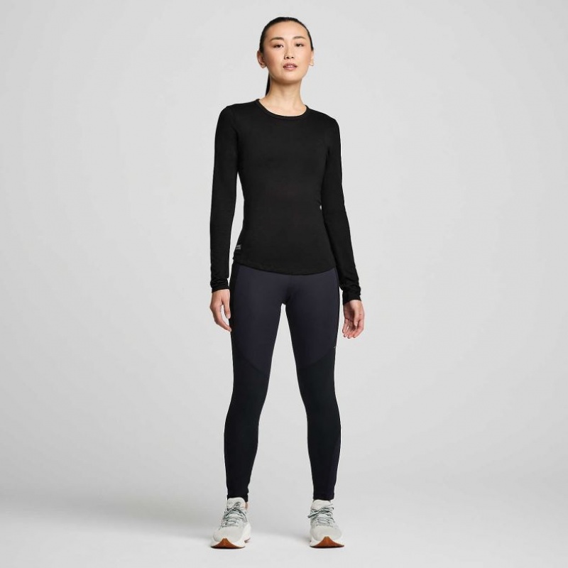 Saucony Peregrine Merino Long Sleeve Women's T-Shirt Black | CANADA IDNOJQH