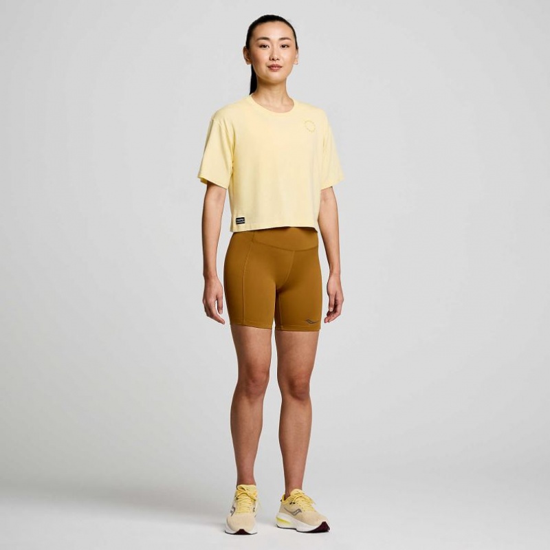 Saucony Recovery Boxy Women's T-Shirt Yellow | CANADA EVAYRHQ