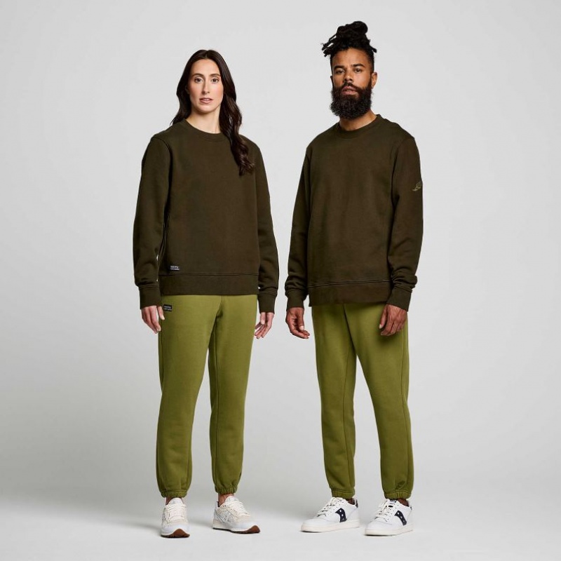 Saucony Recovery Crew Men's Sweatshirt Olive | CANADA ZFUQOAJ