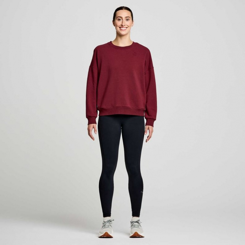 Saucony Recovery Crew Women's Sweatshirt Burgundy | CANADA WDALHNE