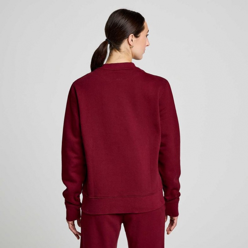 Saucony Recovery Crew Women's Sweatshirt Burgundy | CANADA VLSFGKQ