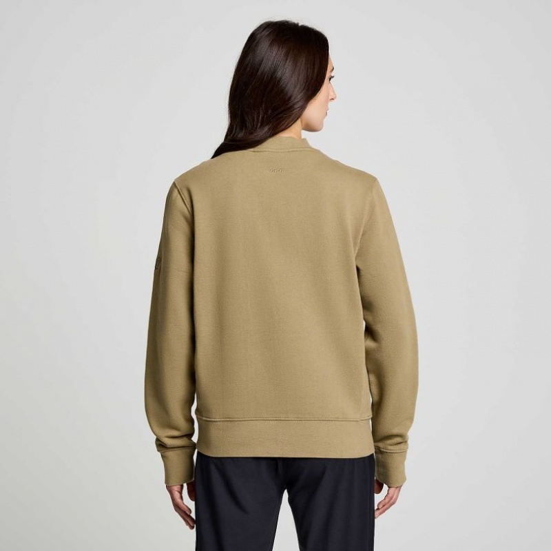 Saucony Recovery Crew Women's Sweatshirt Olive | CANADA SFEYDGH