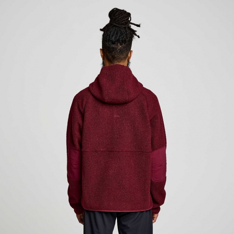 Saucony Recovery Sherpa Pullover Men's Hoodie Burgundy | CANADA SYPVJGR