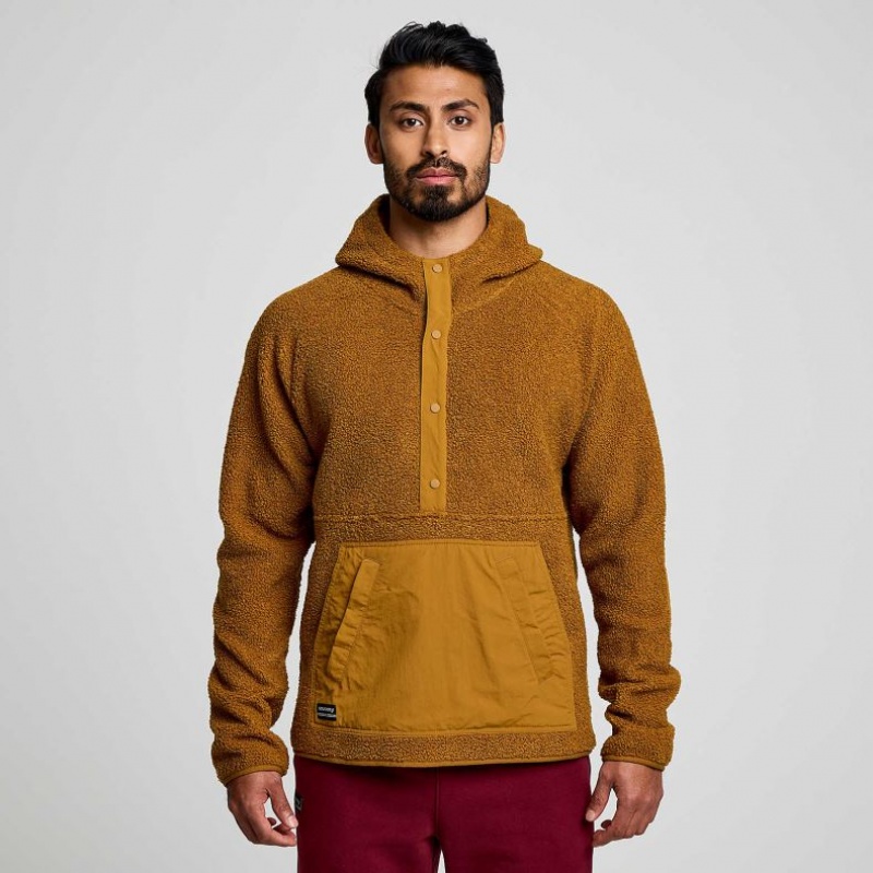 Saucony Recovery Sherpa Pullover Men\'s Hoodie Brown | CANADA SZDAEHU