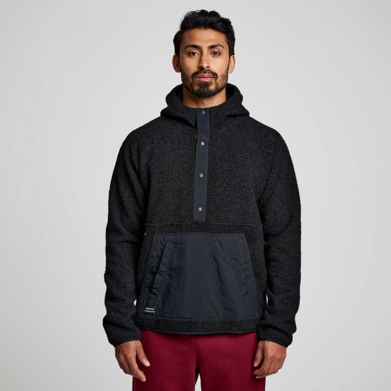 Saucony Recovery Sherpa Pullover Men\'s Hoodie Black | CANADA DWYJBLI