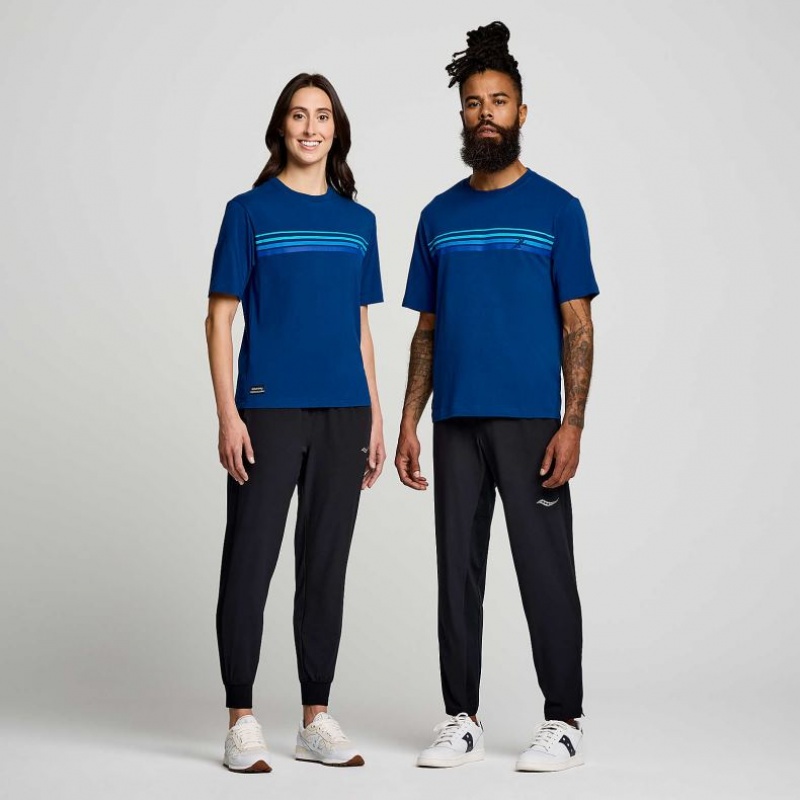 Saucony Recovery Short Sleeve Men's T-Shirt Indigo | CANADA JSZMXOP