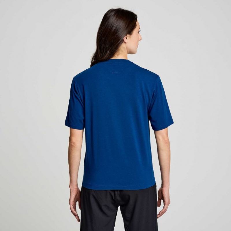 Saucony Recovery Short Sleeve Women's T-Shirt Indigo | CANADA DKGPZNO