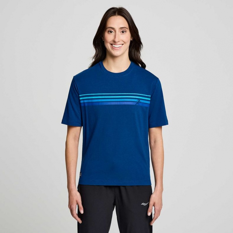 Saucony Recovery Short Sleeve Women\'s T-Shirt Indigo | CANADA DKGPZNO