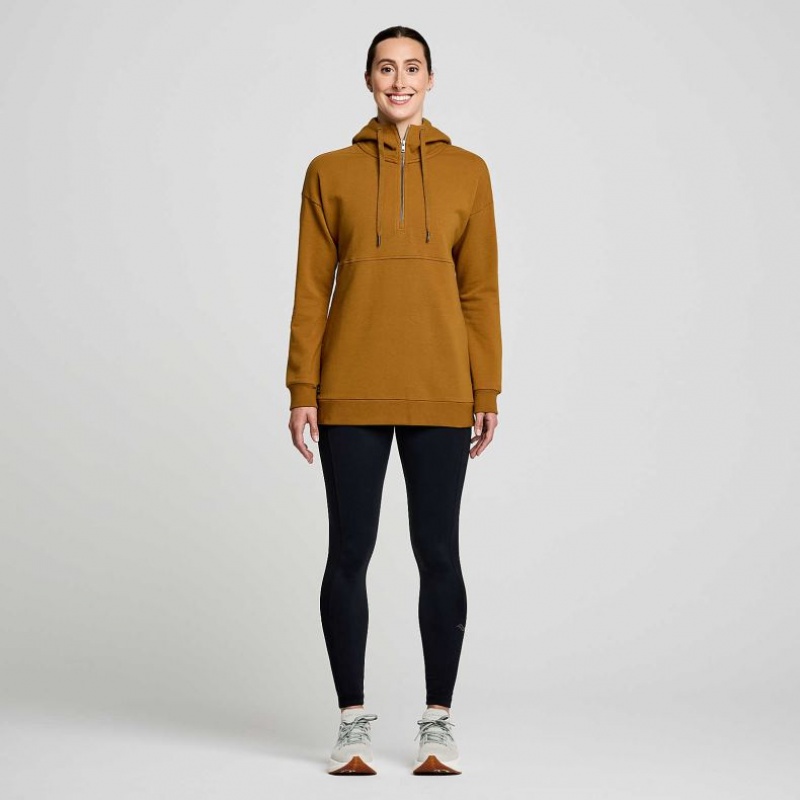 Saucony Recovery Zip Tunic Women's Hoodie Brown | CANADA FLDQSYR