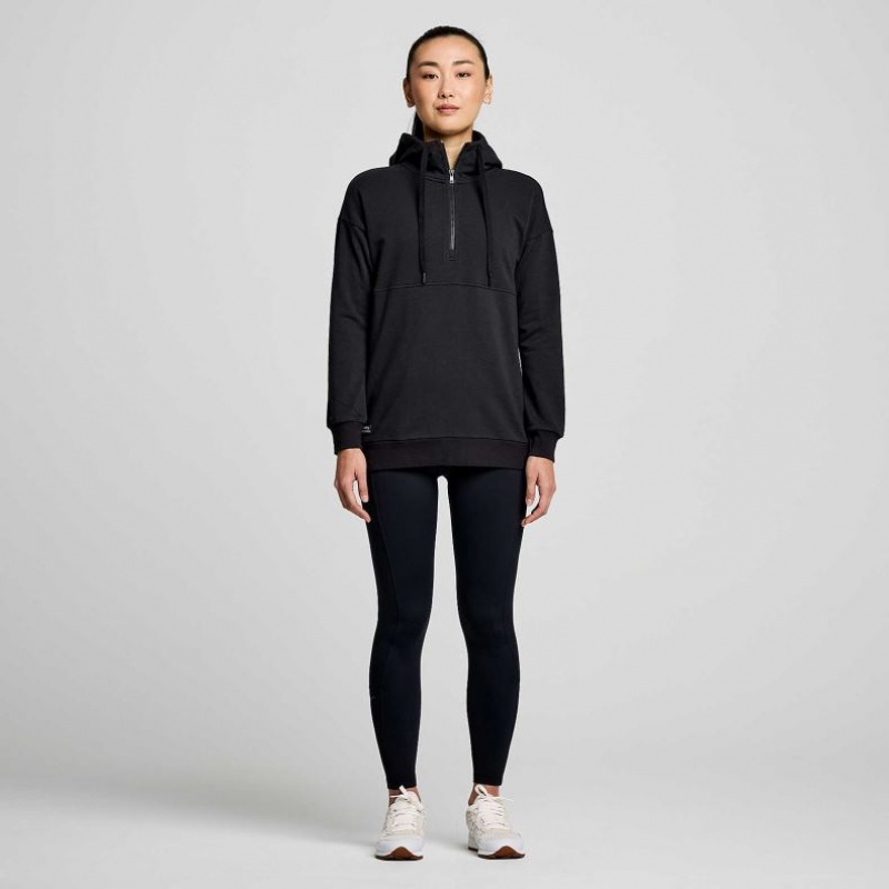 Saucony Recovery Zip Tunic Women's Hoodie Black | CANADA CFLNYBT