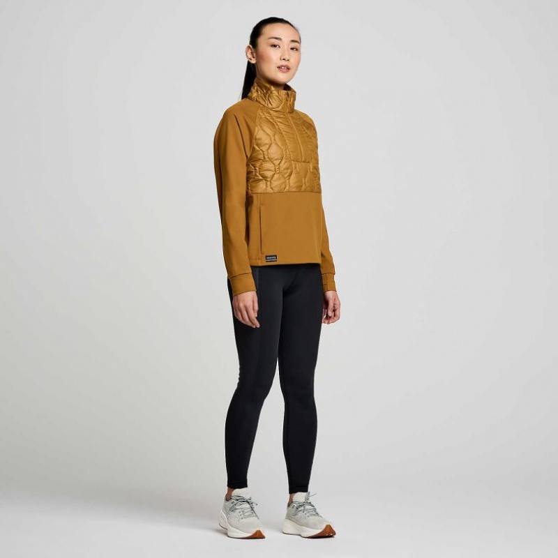 Saucony Solstice Oysterpuff 1/2 Zip Women's Sweatshirt Brown | CANADA SMTWCBD