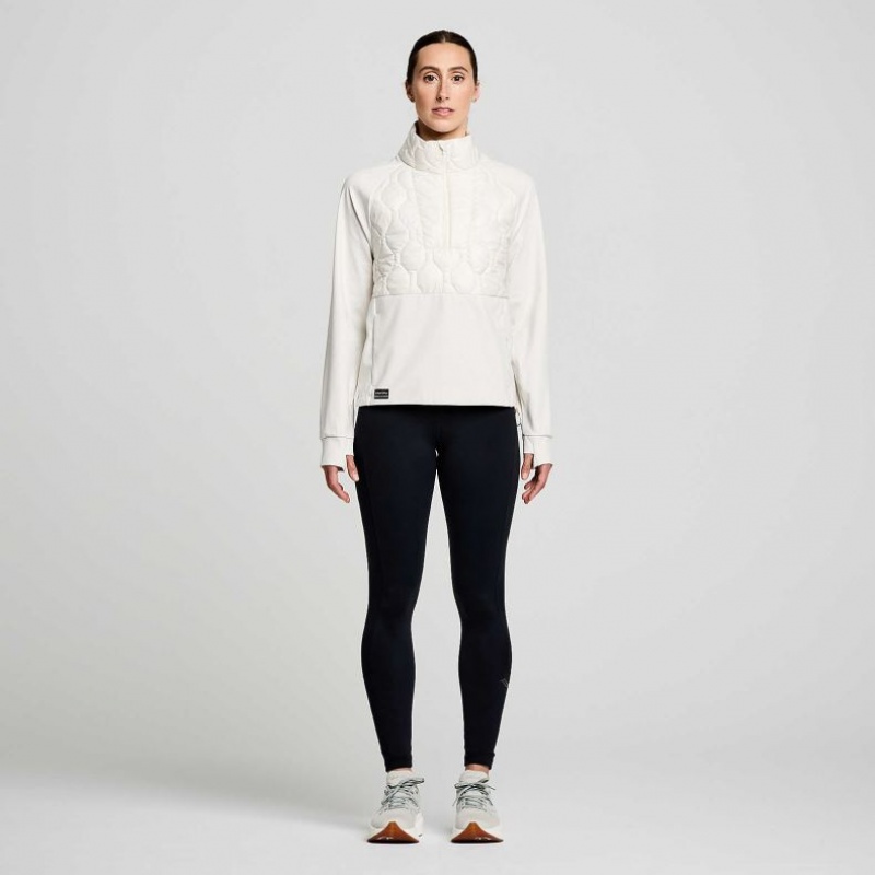 Saucony Solstice Oysterpuff 1/2 Zip Women's Sweatshirt White | CANADA LWGBTIO