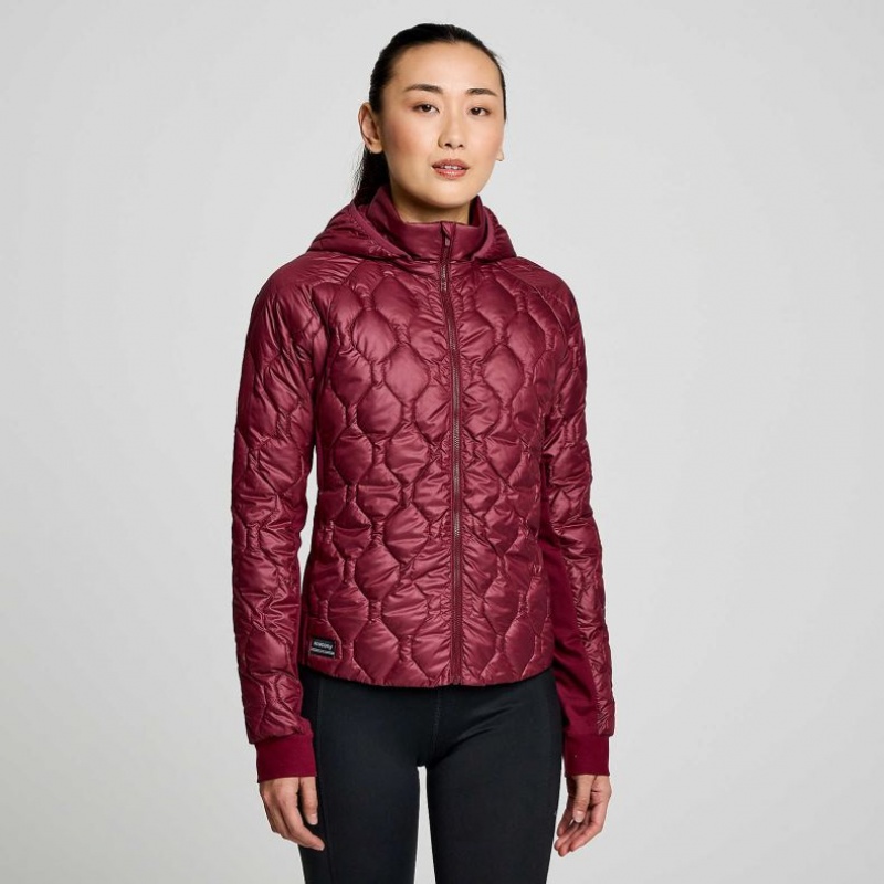 Saucony Solstice Oysterpuff Women\'s Jacket Burgundy | CANADA LMSPYOX